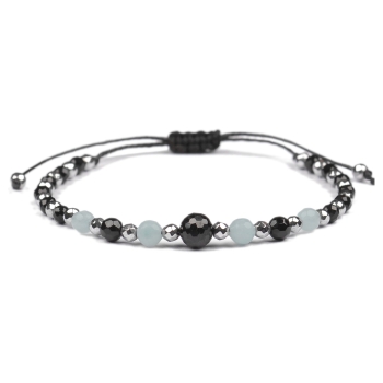 Bransoletka celebrytka czarny TURMALIN AMAZONIT HEMATYT ochrona i spokój